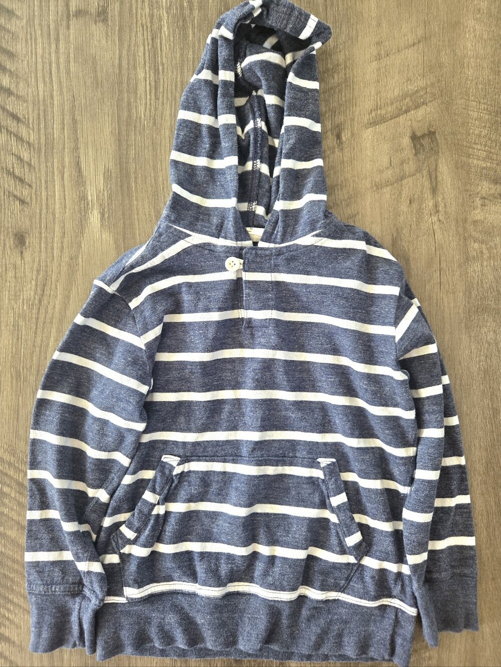 Crazy 8 Boy's Blue And White Striped Hooded Shirt Size Small 5-6